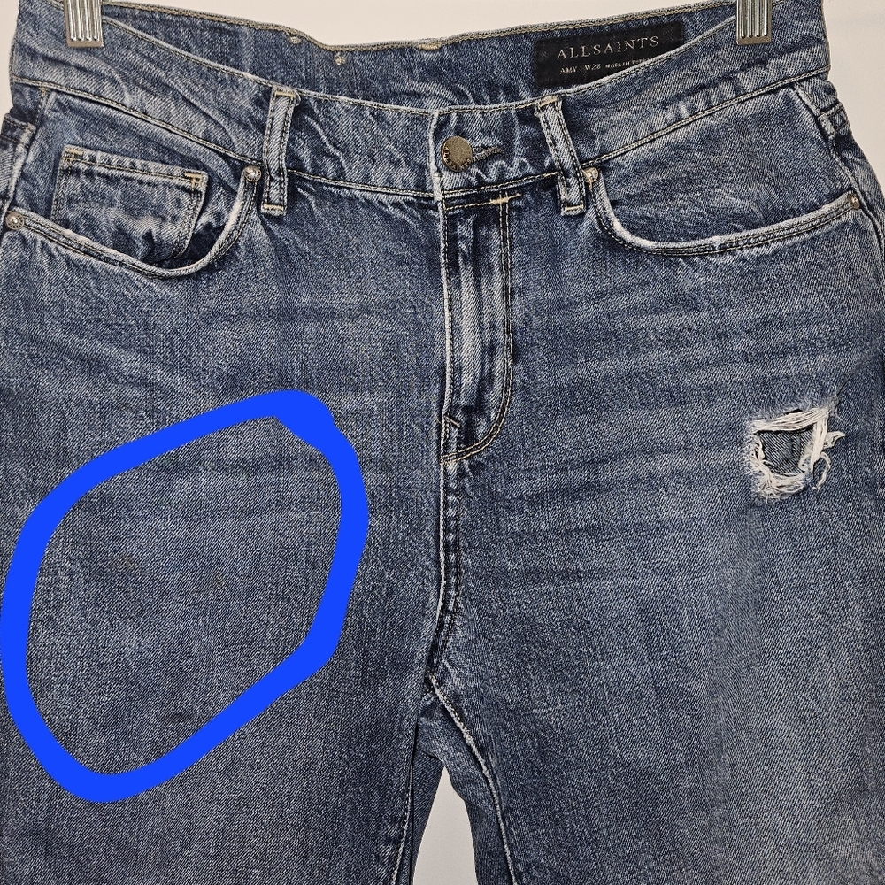 ALLSAINTS  Women Amy Girlfriend Distressed Jeans - Picture 9 of 12